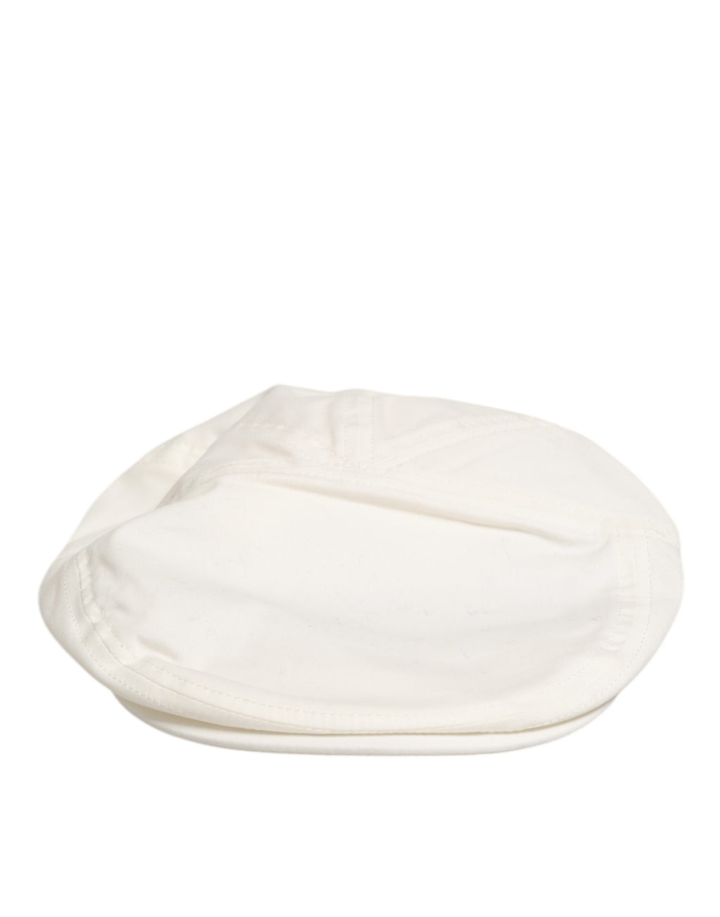 Dolce & Gabbana White Cotton Blend Leather Trim Flat Men's Cap Hat