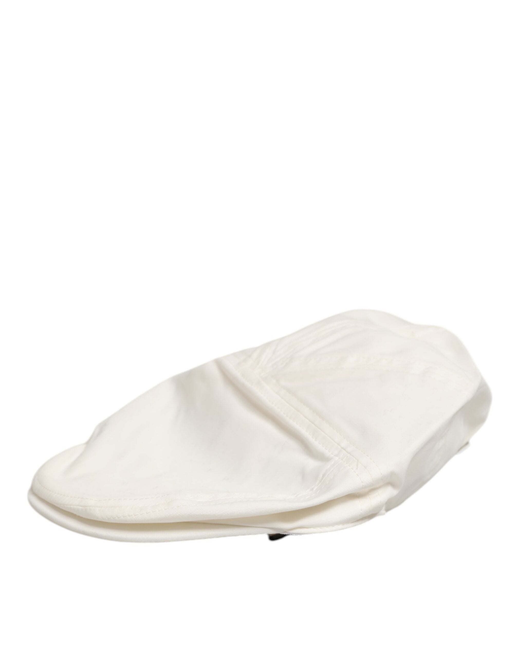 Dolce & Gabbana White Cotton Blend Leather Trim Flat Men's Cap Hat
