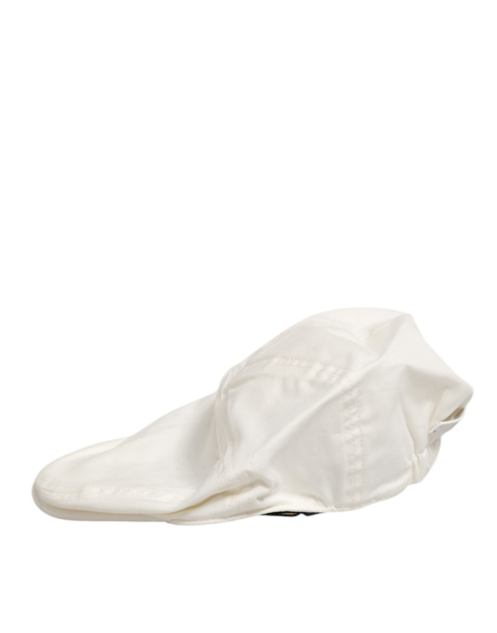 Dolce & Gabbana White Cotton Blend Leather Trim Flat Men's Cap Hat