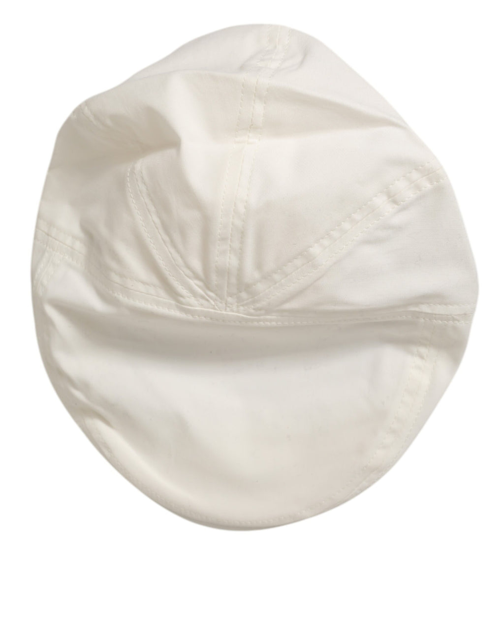 Dolce & Gabbana White Cotton Blend Leather Trim Flat Men's Cap Hat
