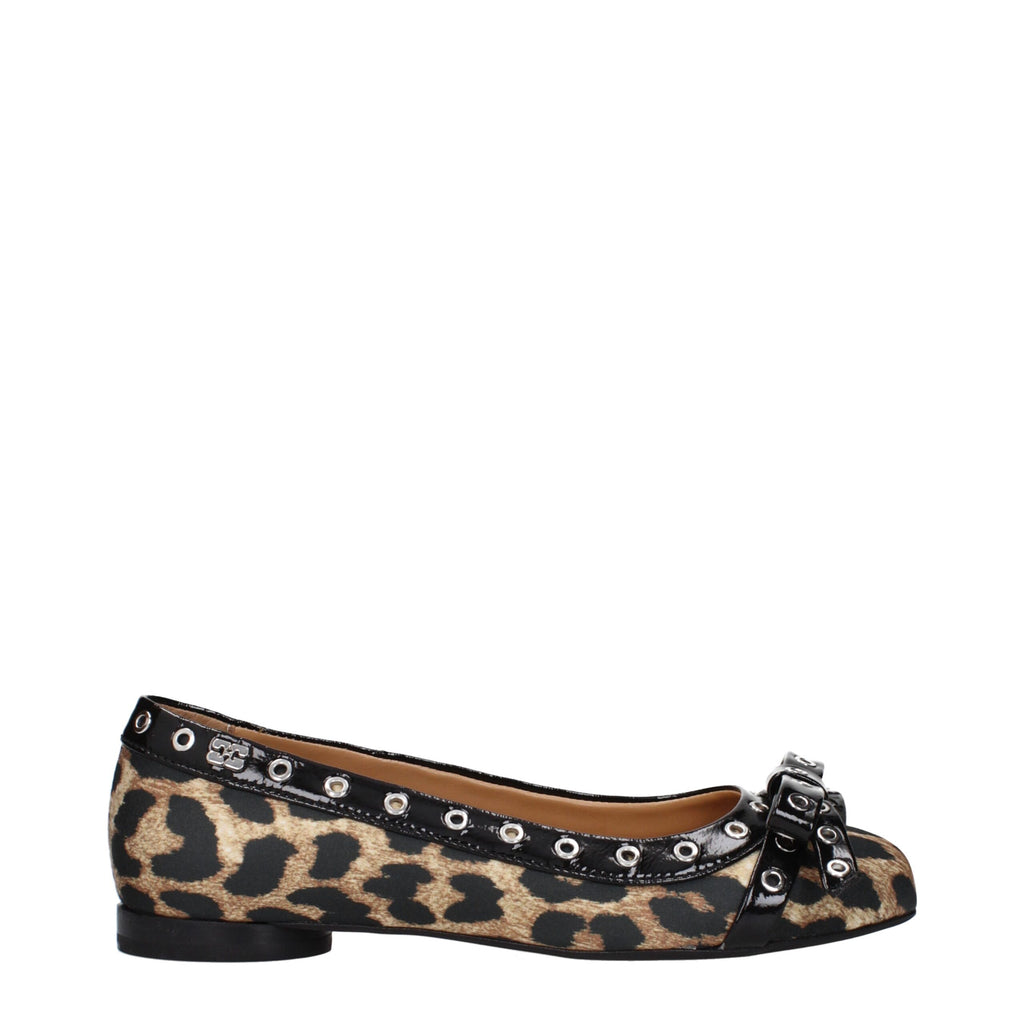 Ganni Braune Stoff-Ballett-Flats