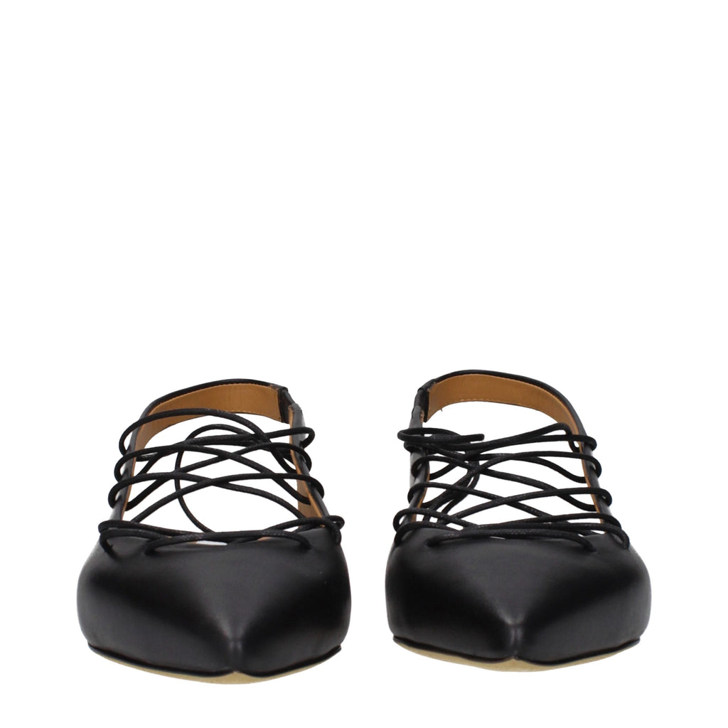 Moschino Schwarze Leder-Ballerinas