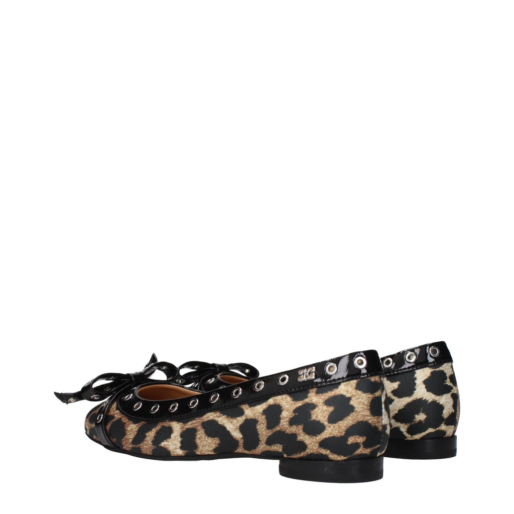 Ganni Braune Stoff-Ballett-Flats