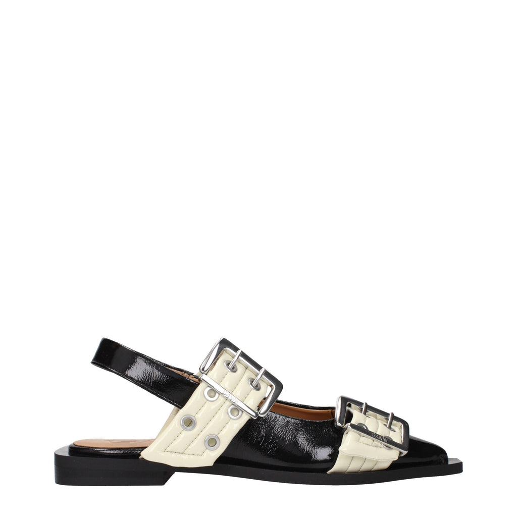 Ganni Flache Sandalen aus schwarzem Polyethylen