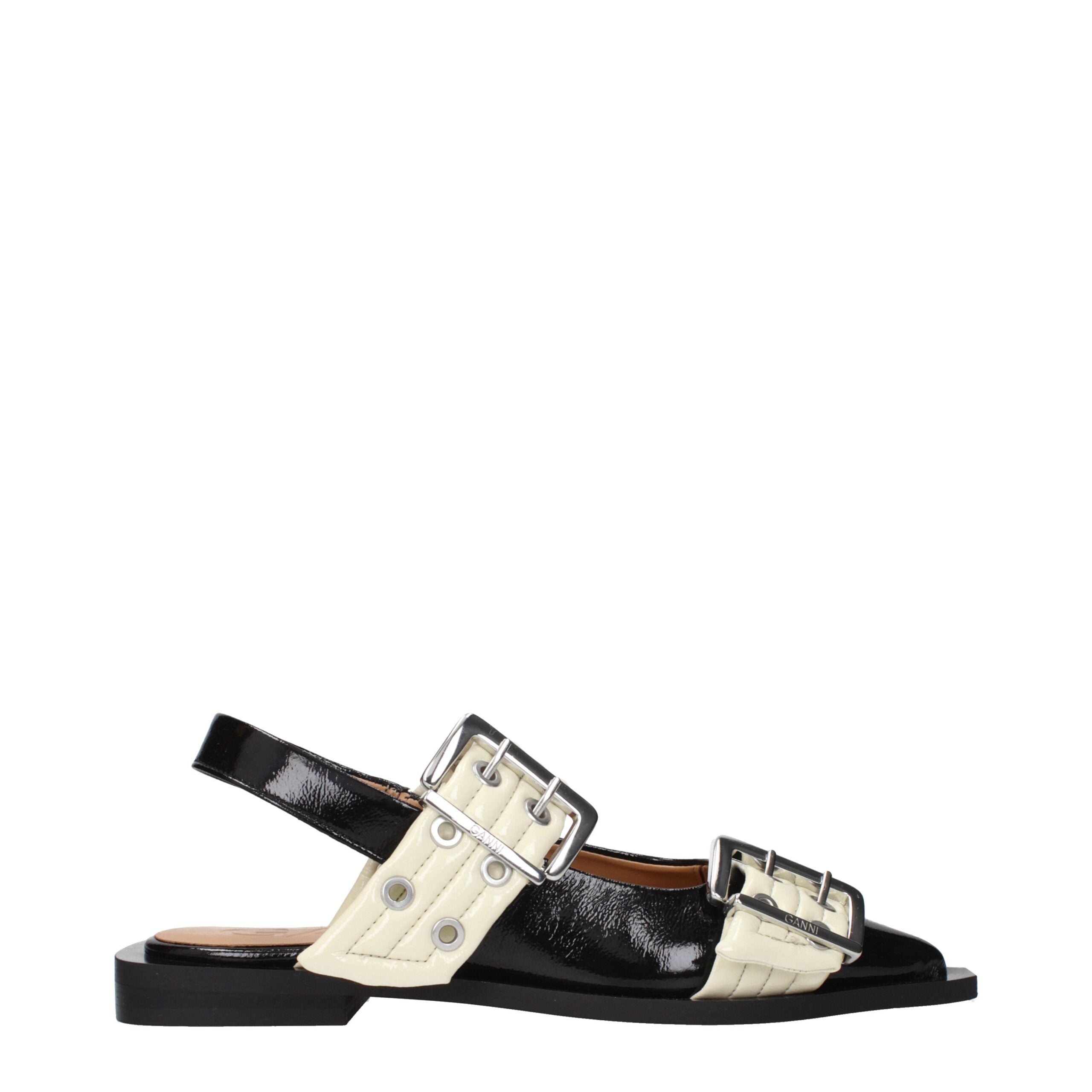 Ganni Flache Sandalen aus schwarzem Polyethylen