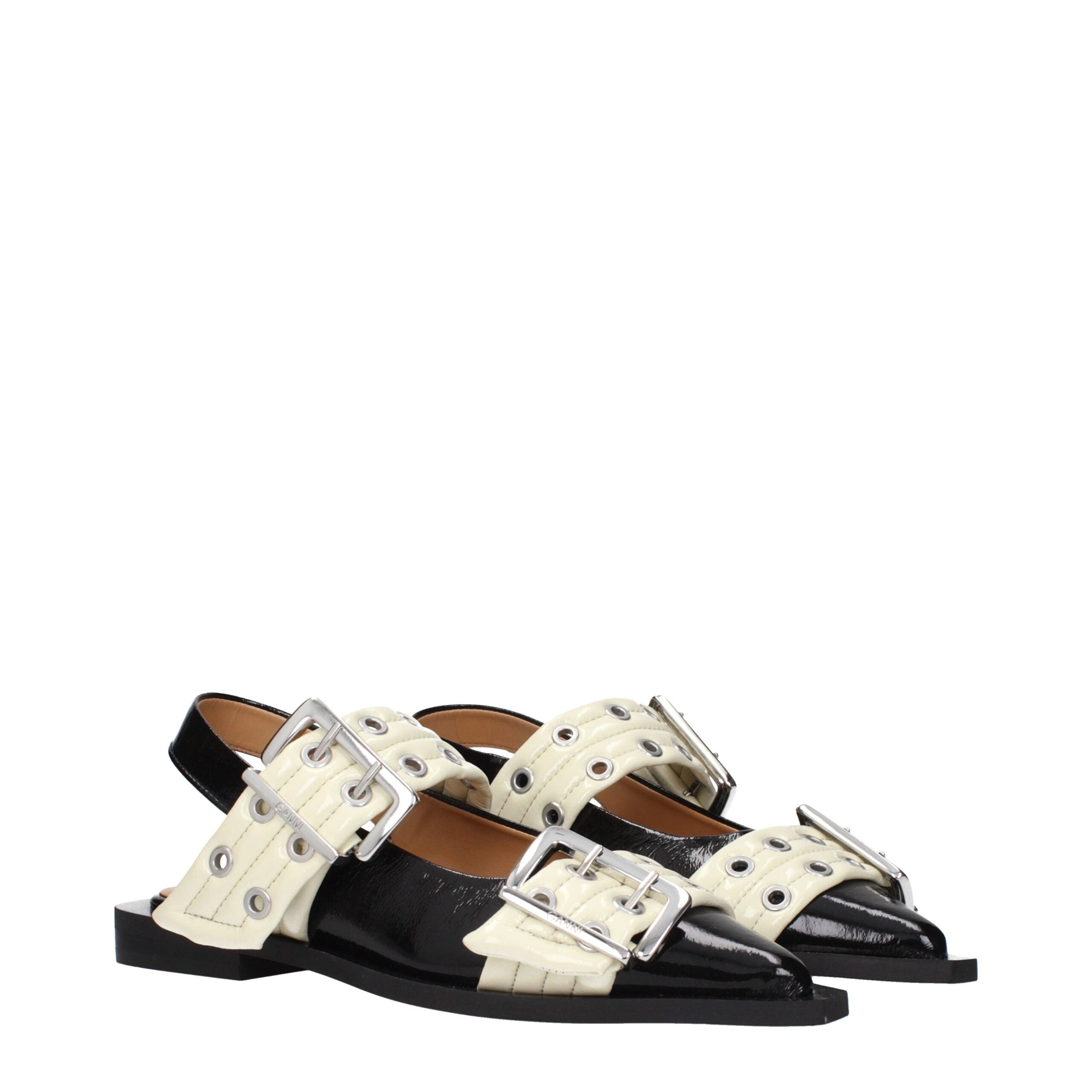 Ganni Flache Sandalen aus schwarzem Polyethylen