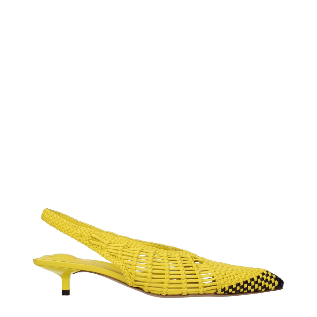 Jacquemus Gelbe Leder-Sandalen mit flacher Sohle