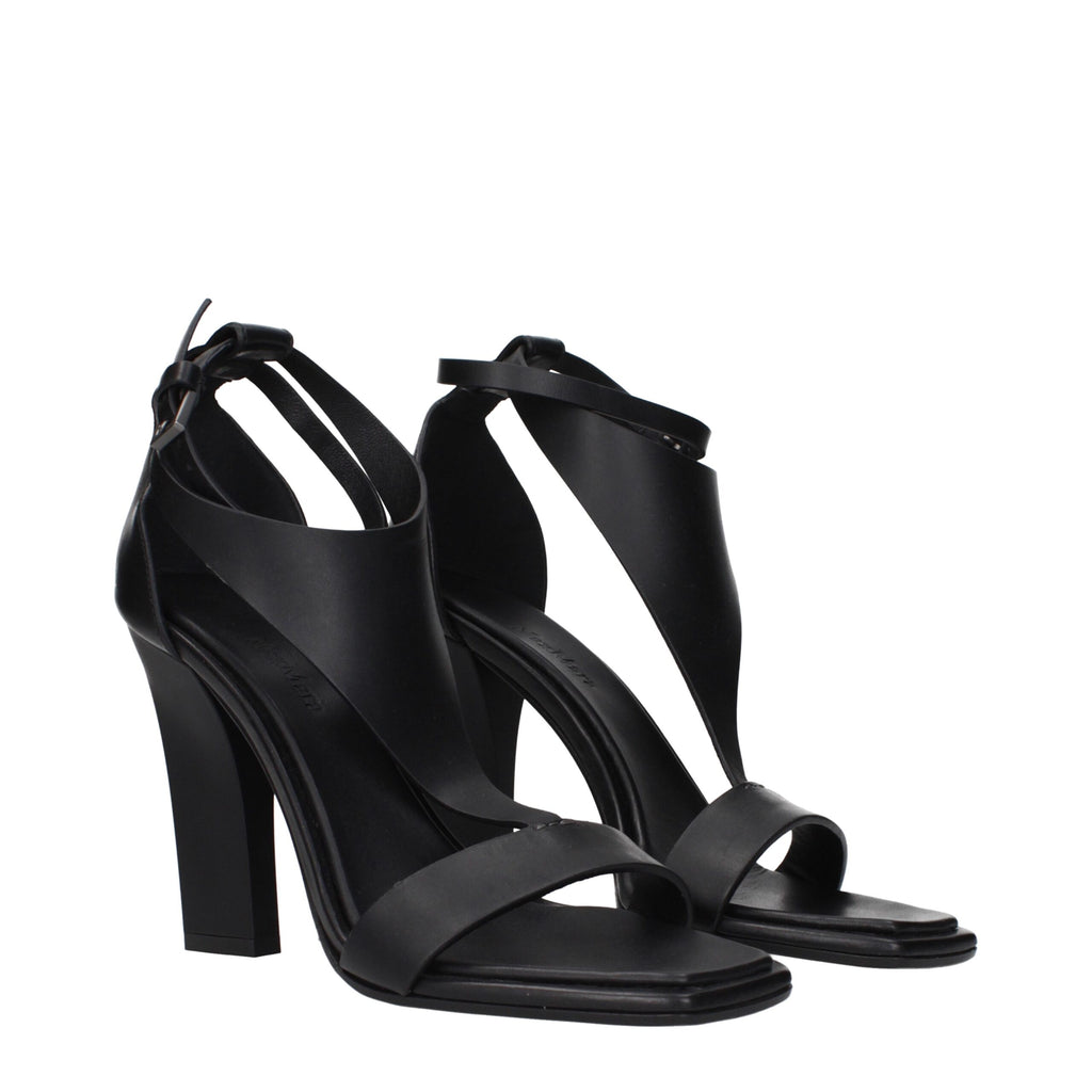 Max Mara Schwarze Leder-Stiletto-Sandalen
