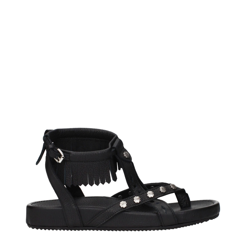 Isabel Marant Schwarze flache Sandalen aus Leder