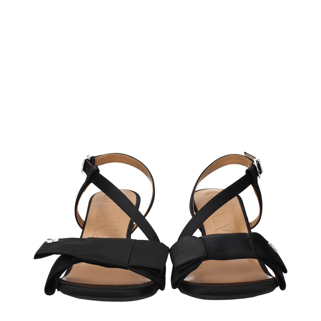 Ganni Schwarze Plateau-Sandalen aus Stoff