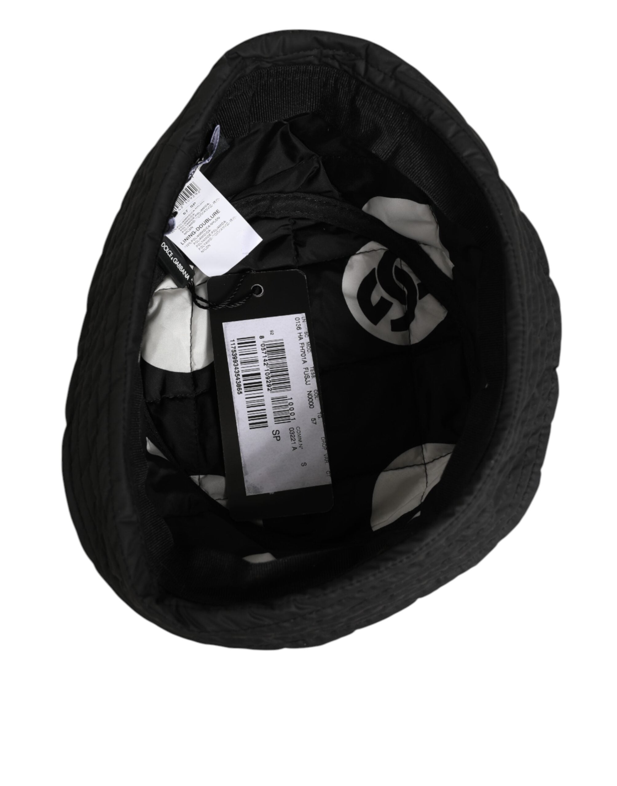 Dolce & Gabbana Black Quilted Nylon Bucket Men's Hat
