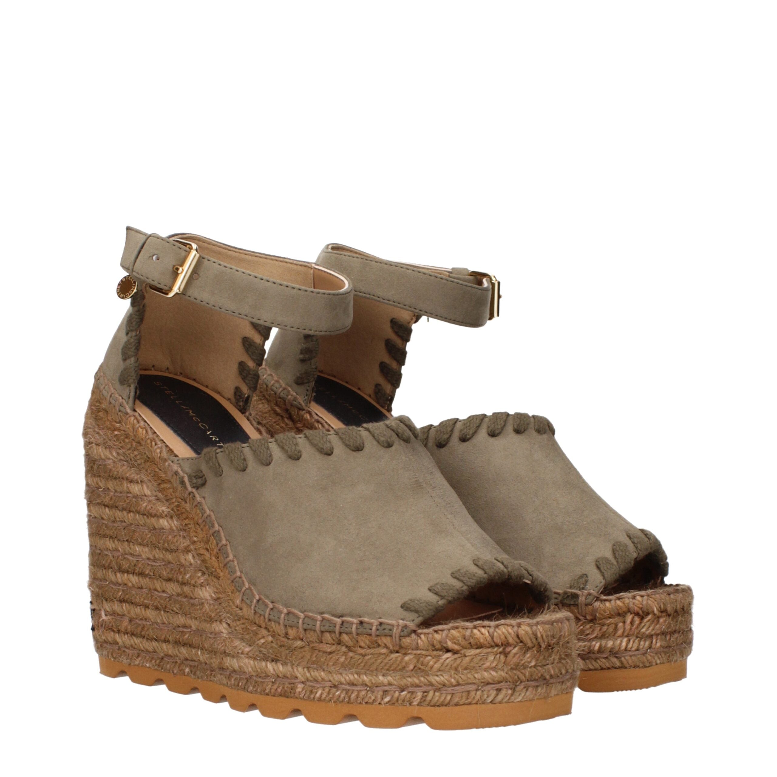 Stella McCartney Grüne Leder-Keilsandalen