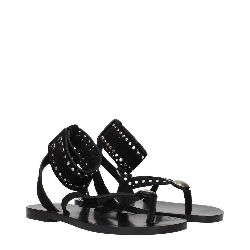 Isabel Marant Schwarze Leder-Flip-Flop-Sandalen