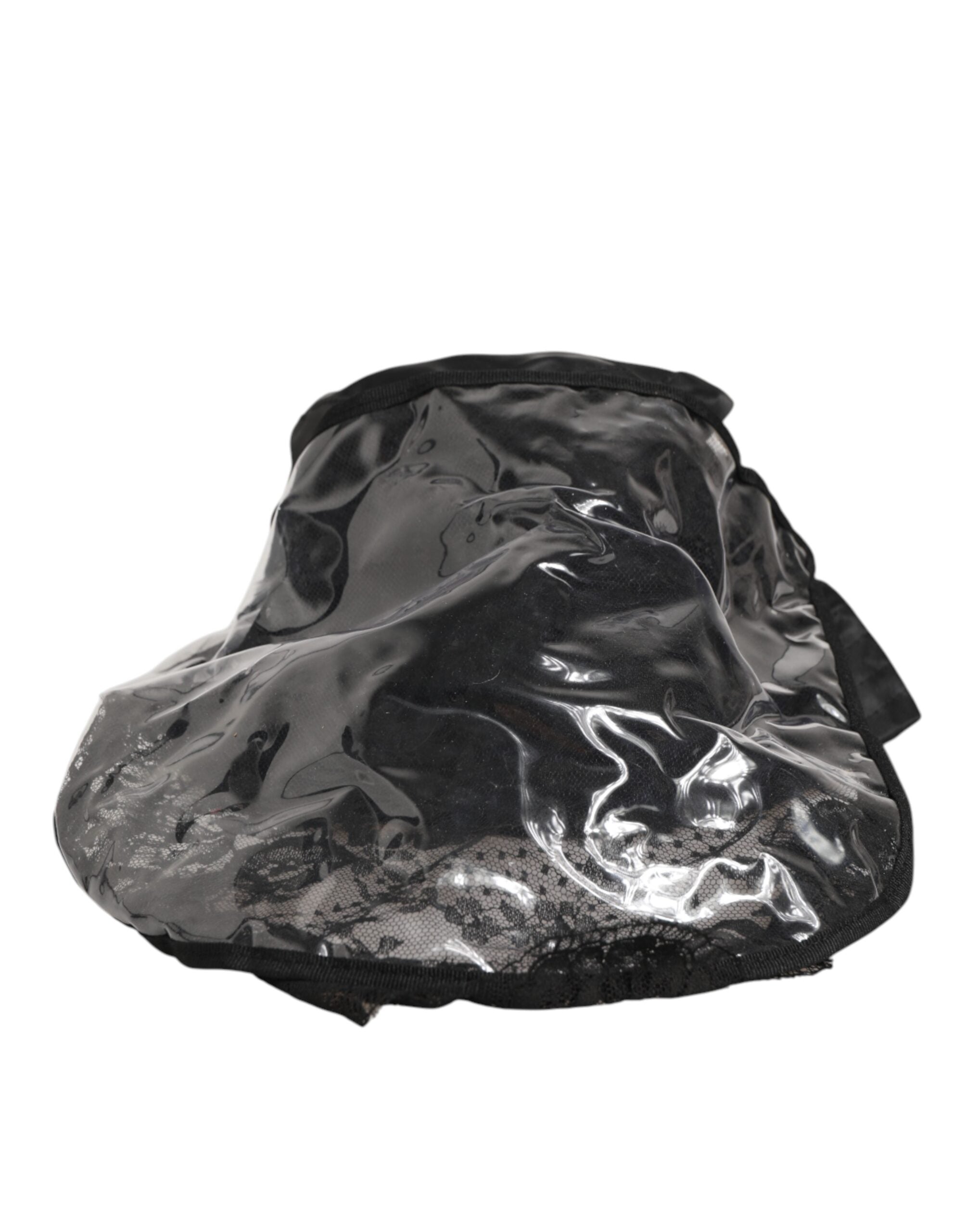 Dolce & Gabbana Schwarze PVC-Herren-Bucket-Mütze mit breiter Krempe