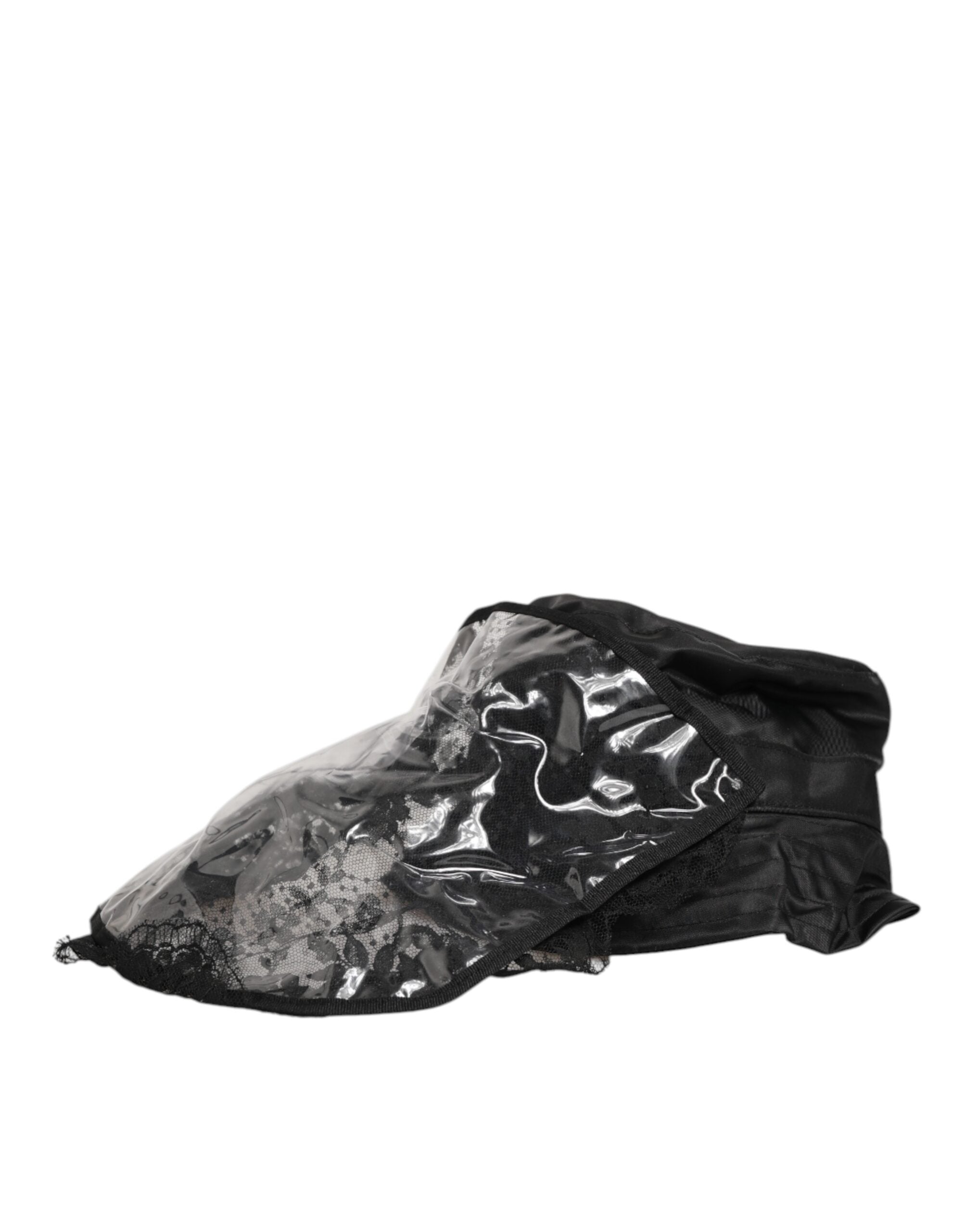 Dolce & Gabbana Schwarze PVC-Herren-Bucket-Mütze mit breiter Krempe