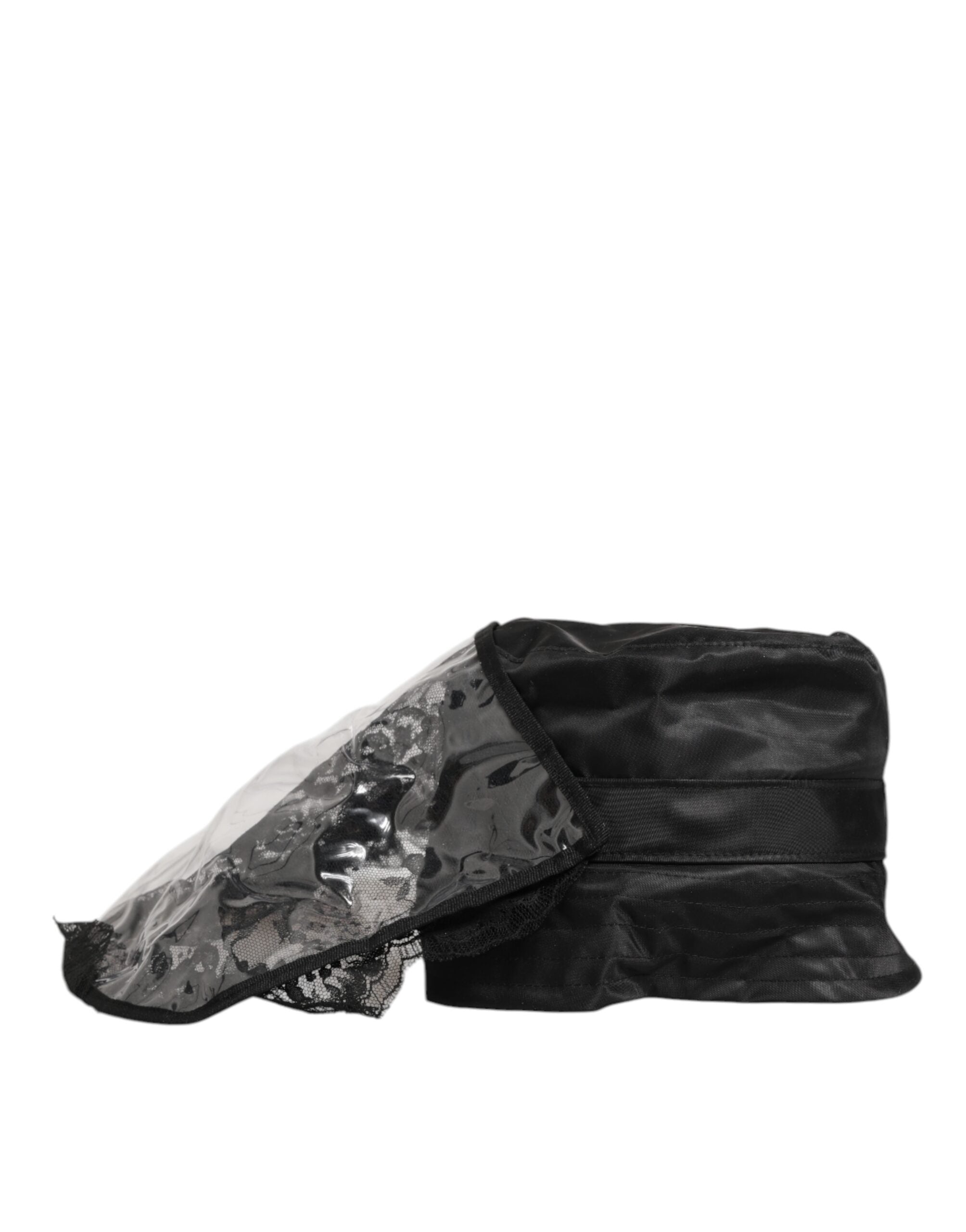 Dolce & Gabbana Schwarze PVC-Herren-Bucket-Mütze mit breiter Krempe