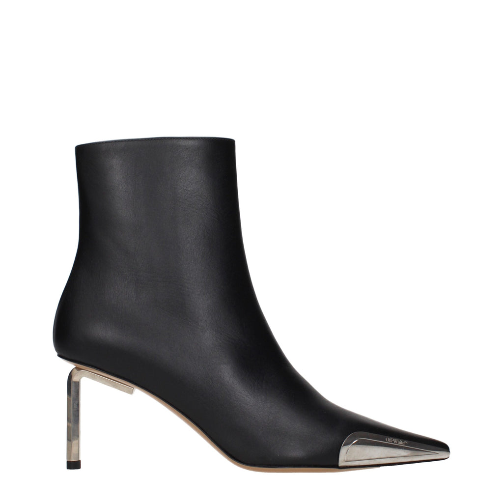 Off-White Schwarze Leder-Stiefeletten