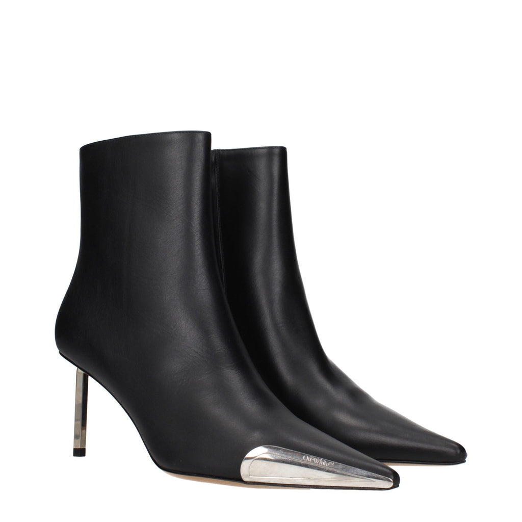 Off-White Schwarze Leder-Stiefeletten