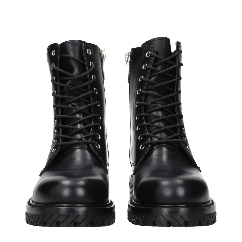 Off-White Schwarze Leder-Stiefeletten