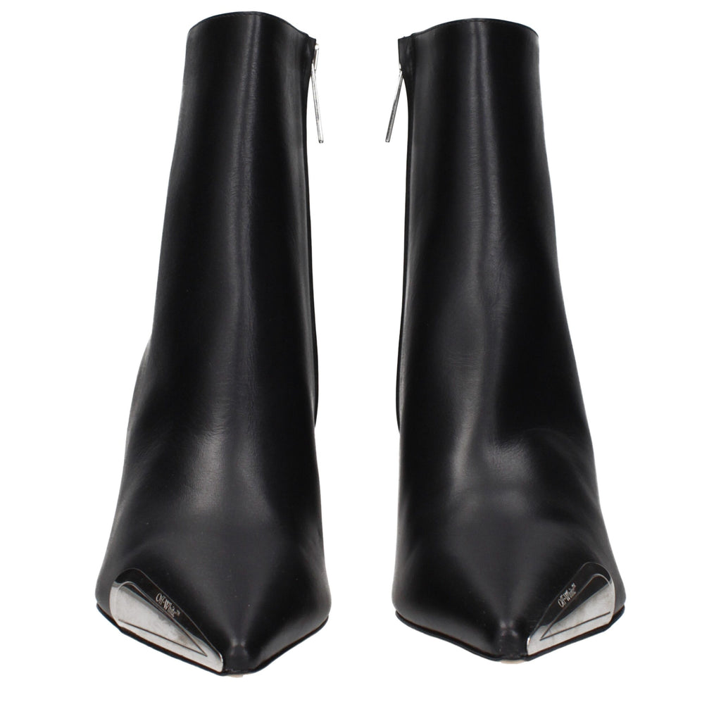 Off-White Schwarze Leder-Stiefeletten