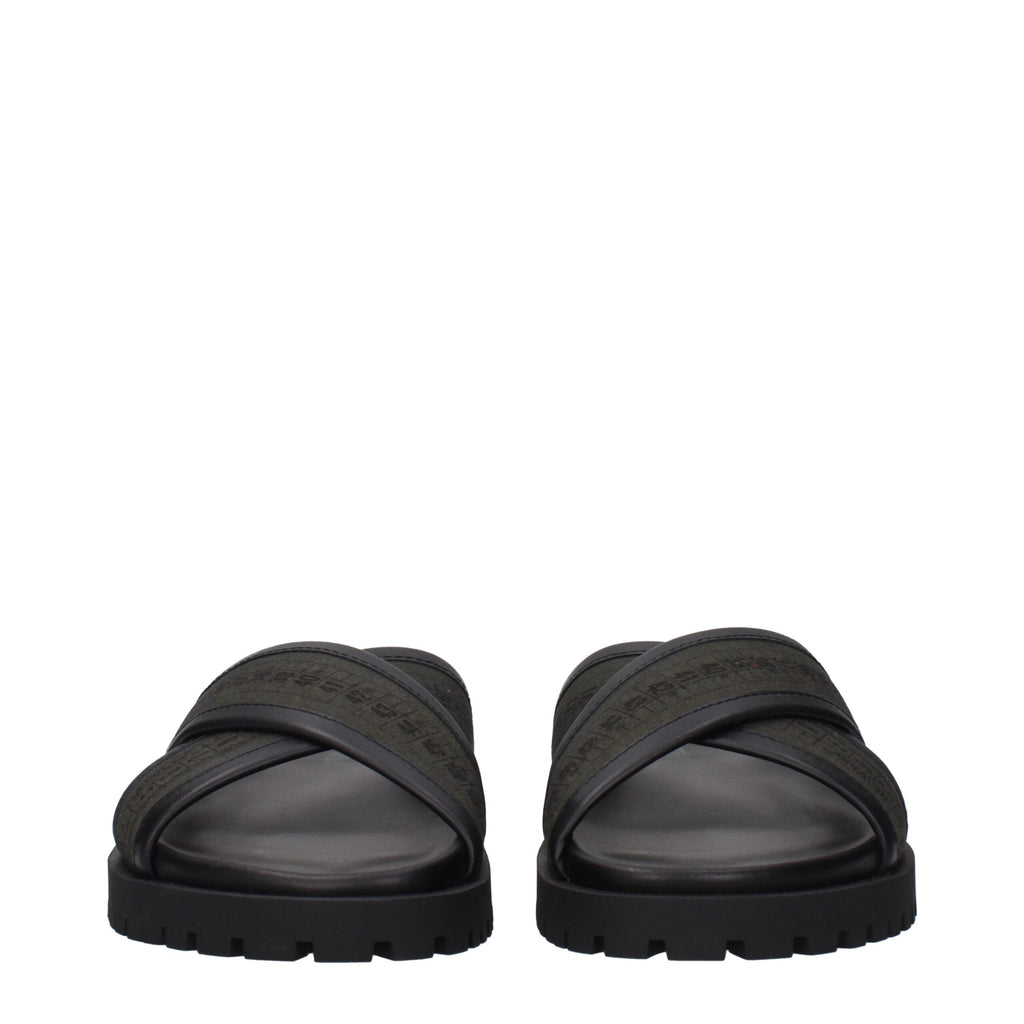 Off-White Grüne Stoff-Sandalen