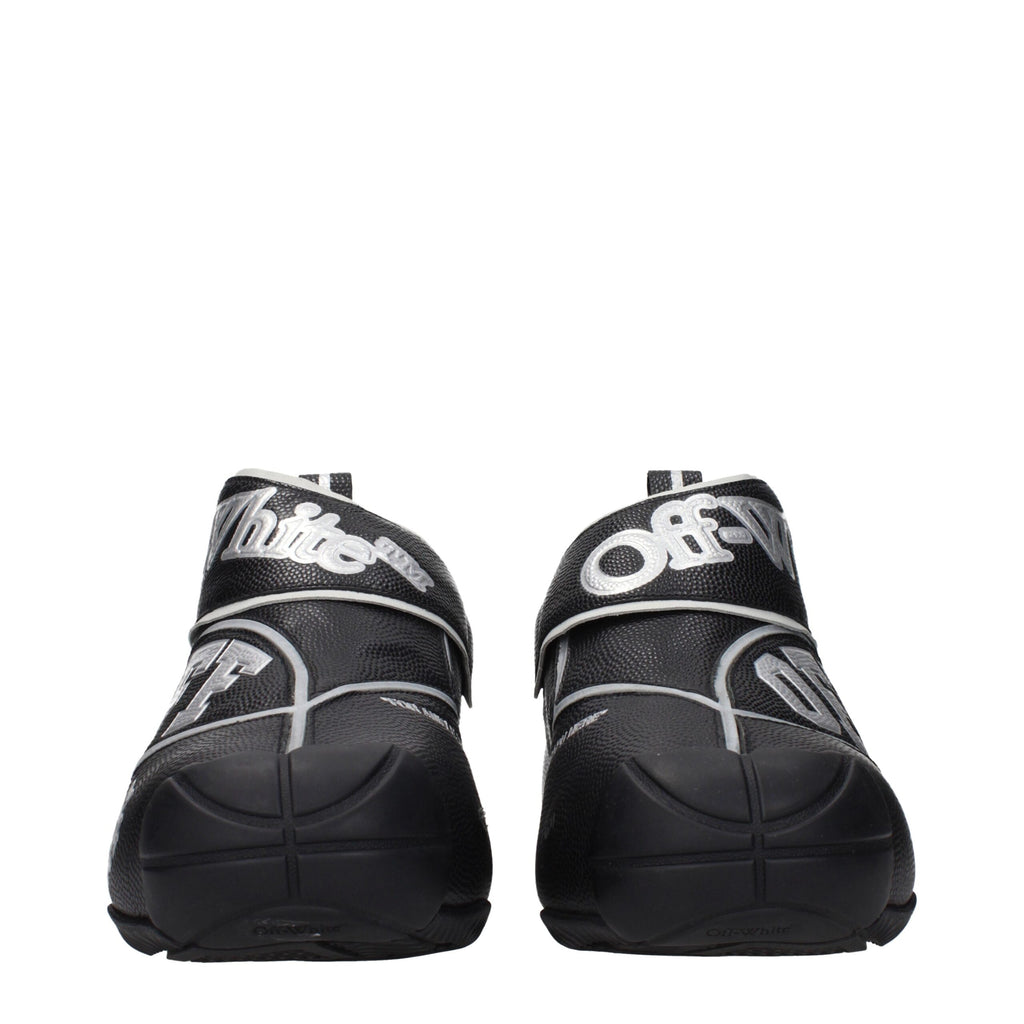 Off-White Schwarze Leder-High-Top-Sneaker