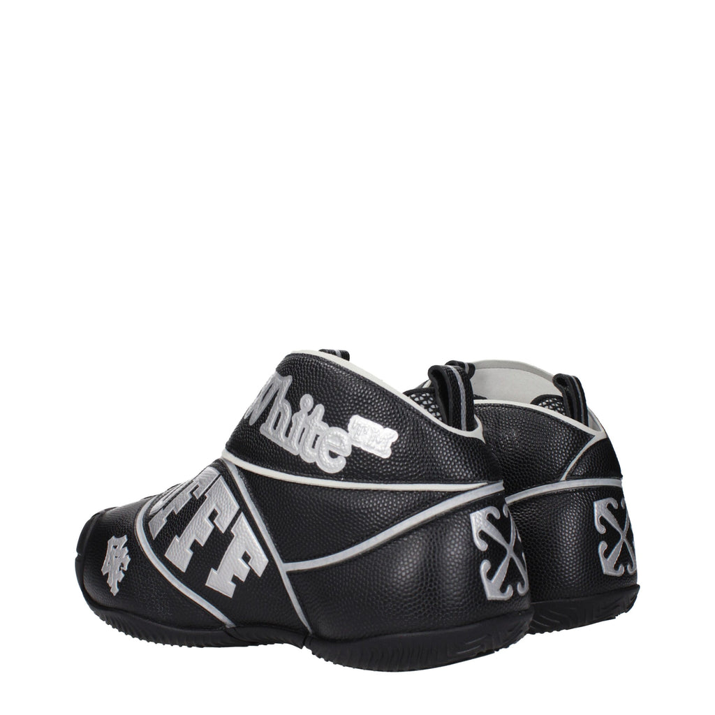 Off-White Schwarze Leder-High-Top-Sneaker