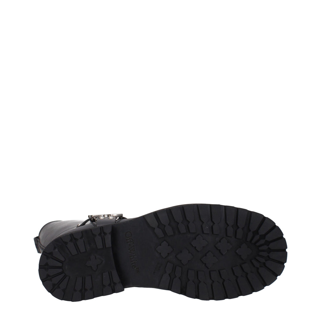 Off-White Schwarze Lederstiefel