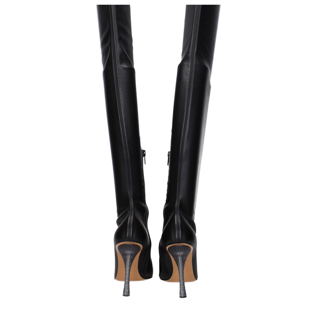 Off-White Schwarze Leder Overknee-Stiefel