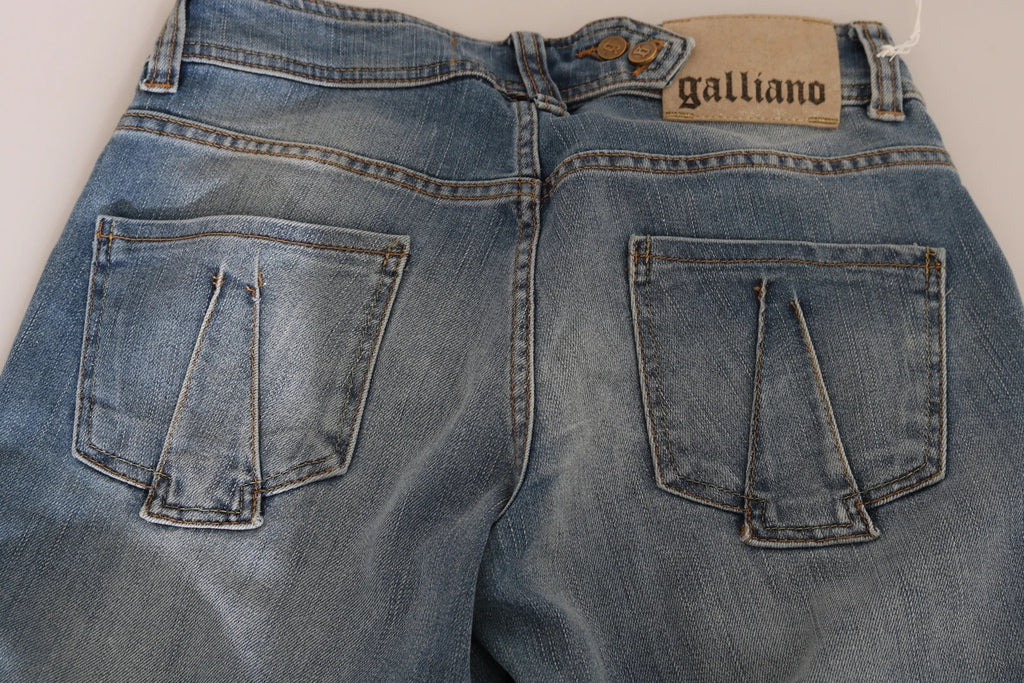 John Galliano Blau gewaschene Mid Waist Skinny Casual Denim-Hose