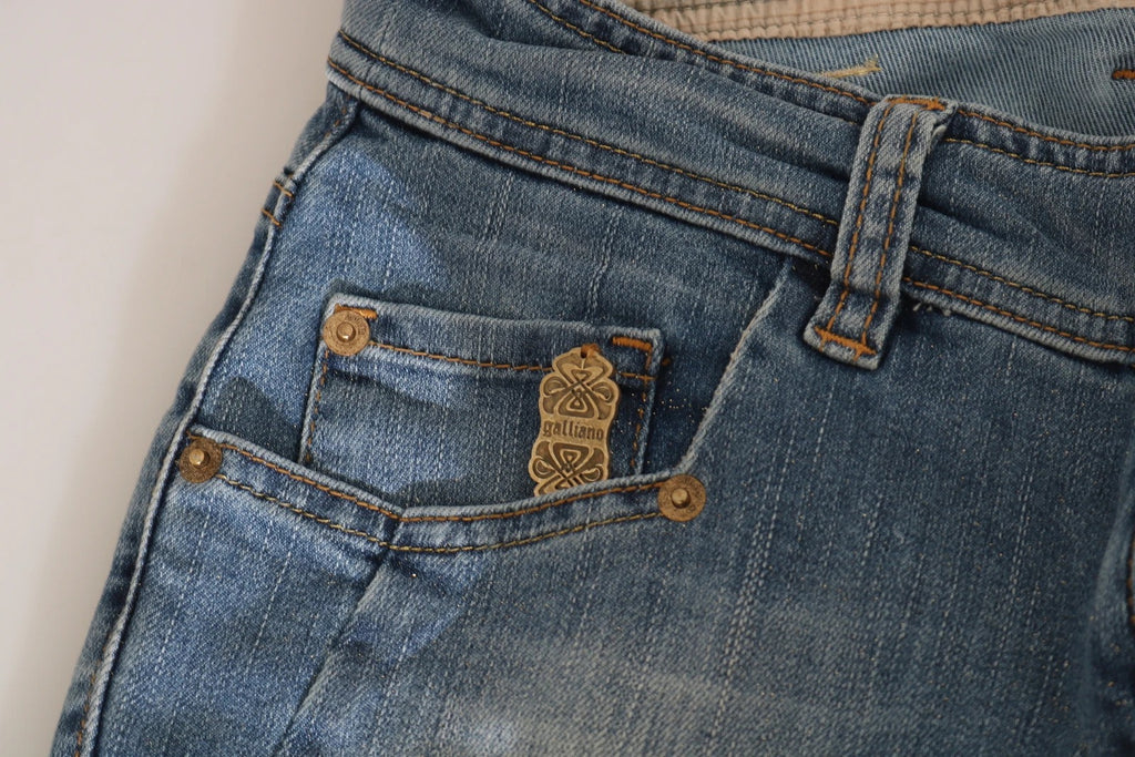 John Galliano Blau gewaschene Mid Waist Skinny Casual Denim-Hose