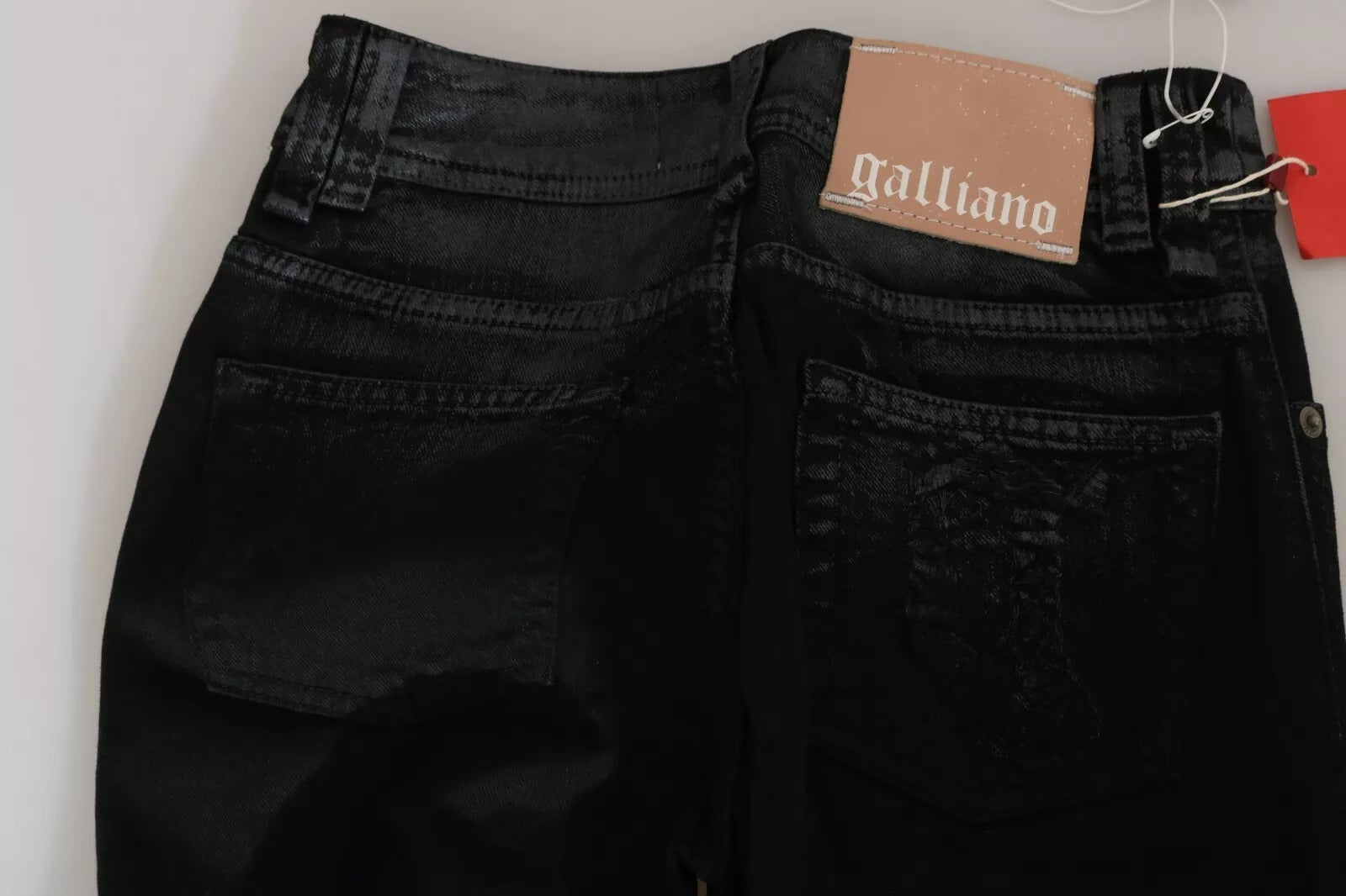 John Galliano Black Washed High Waisted Flared Denim Casual Pants