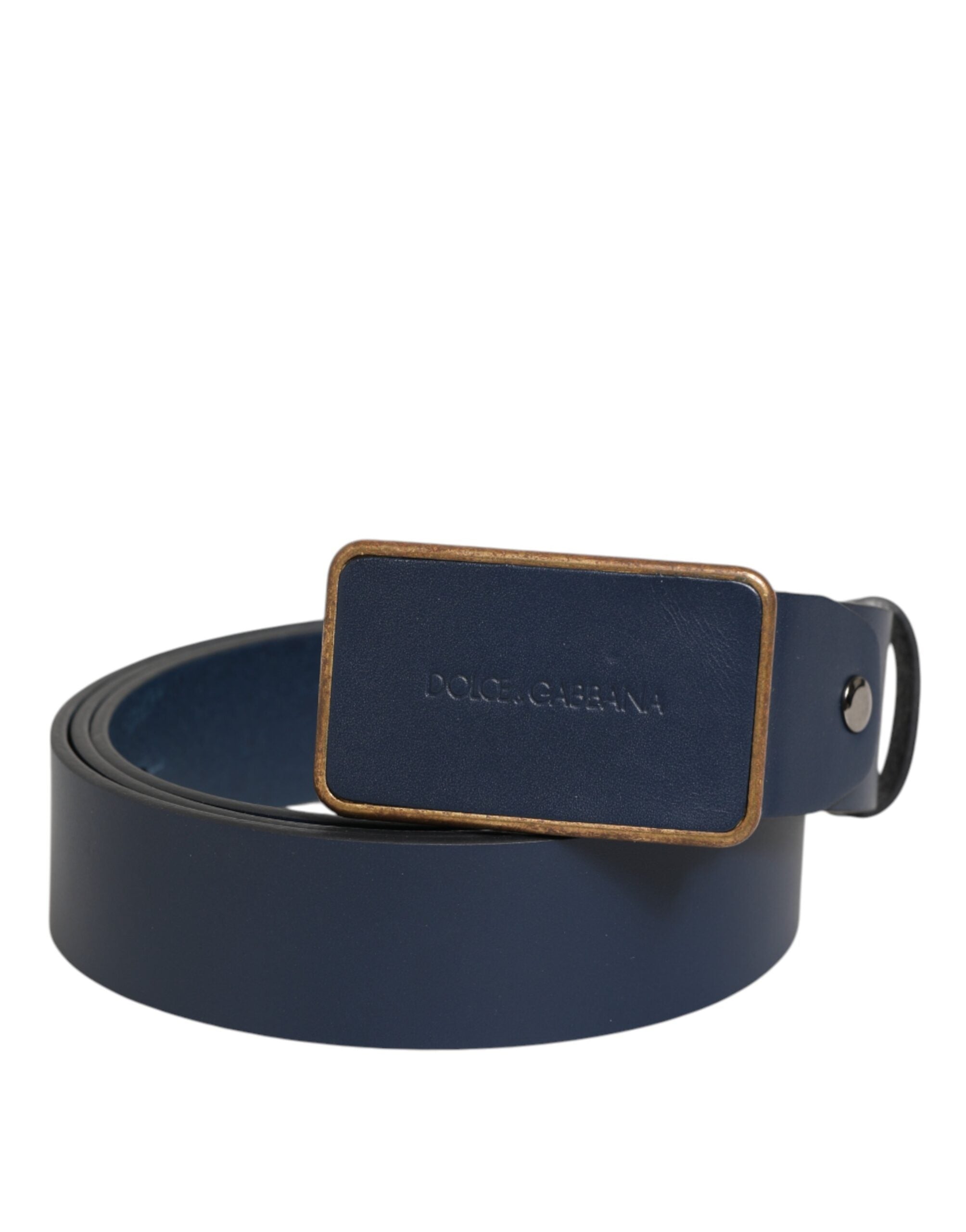 Dolce & Gabbana Blauer Leder Gürtel mit klassischer Metall-Logo-Schnalle