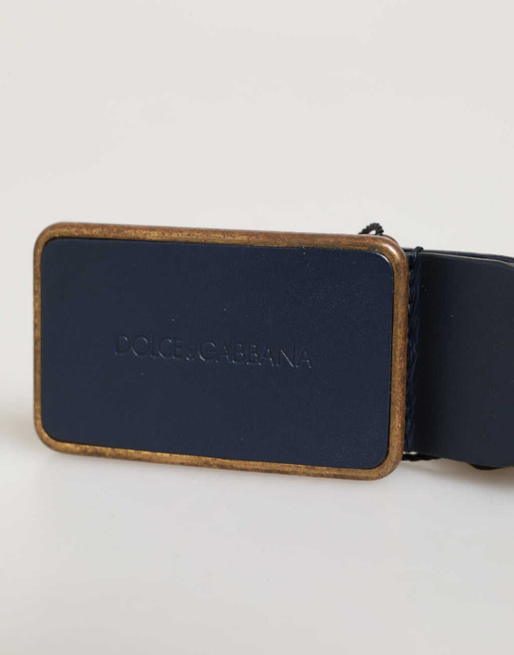Dolce & Gabbana Blue Leather Belt with Classic Metal Logo Buckle