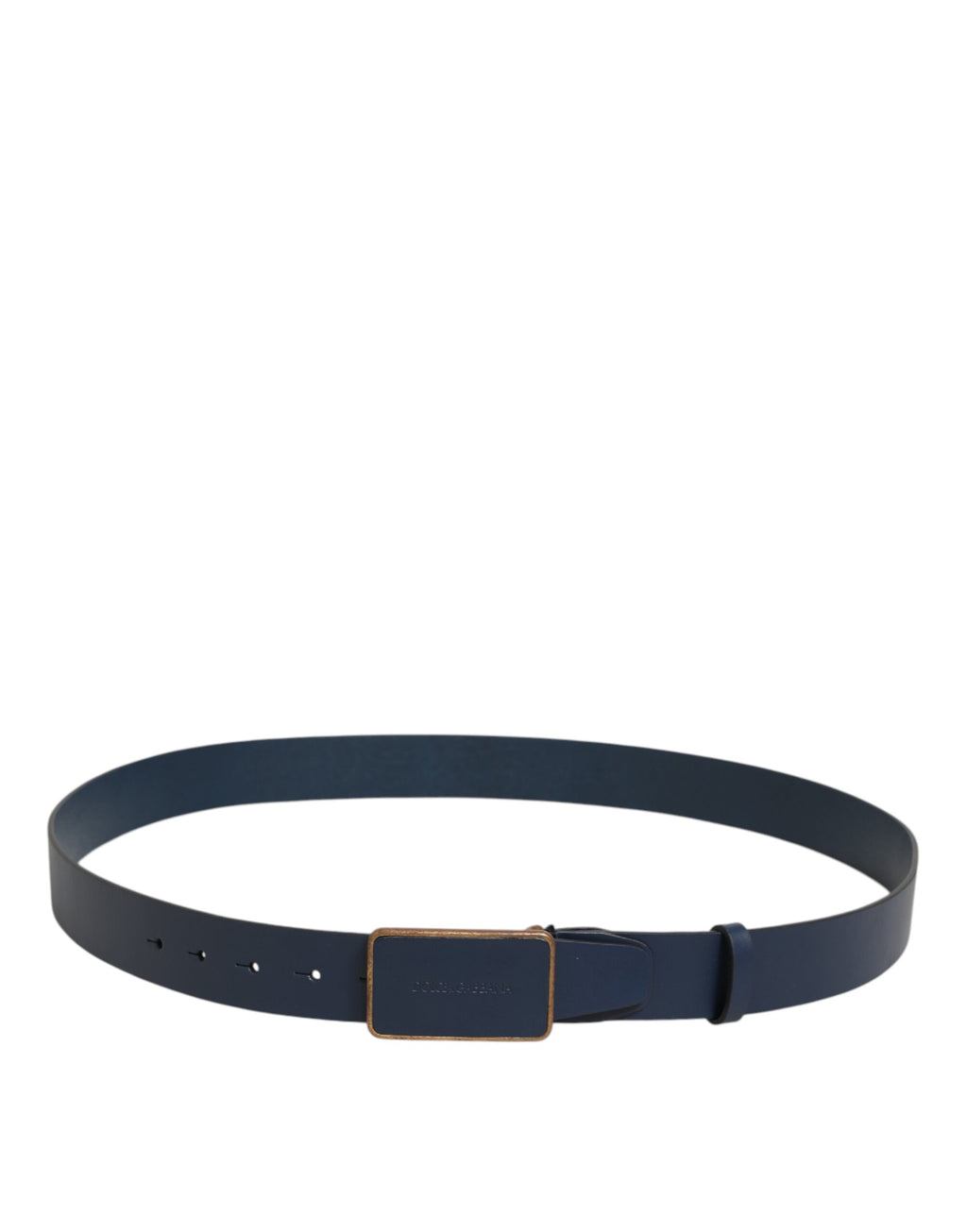 Dolce & Gabbana Blue Leather Belt with Classic Metal Logo Buckle