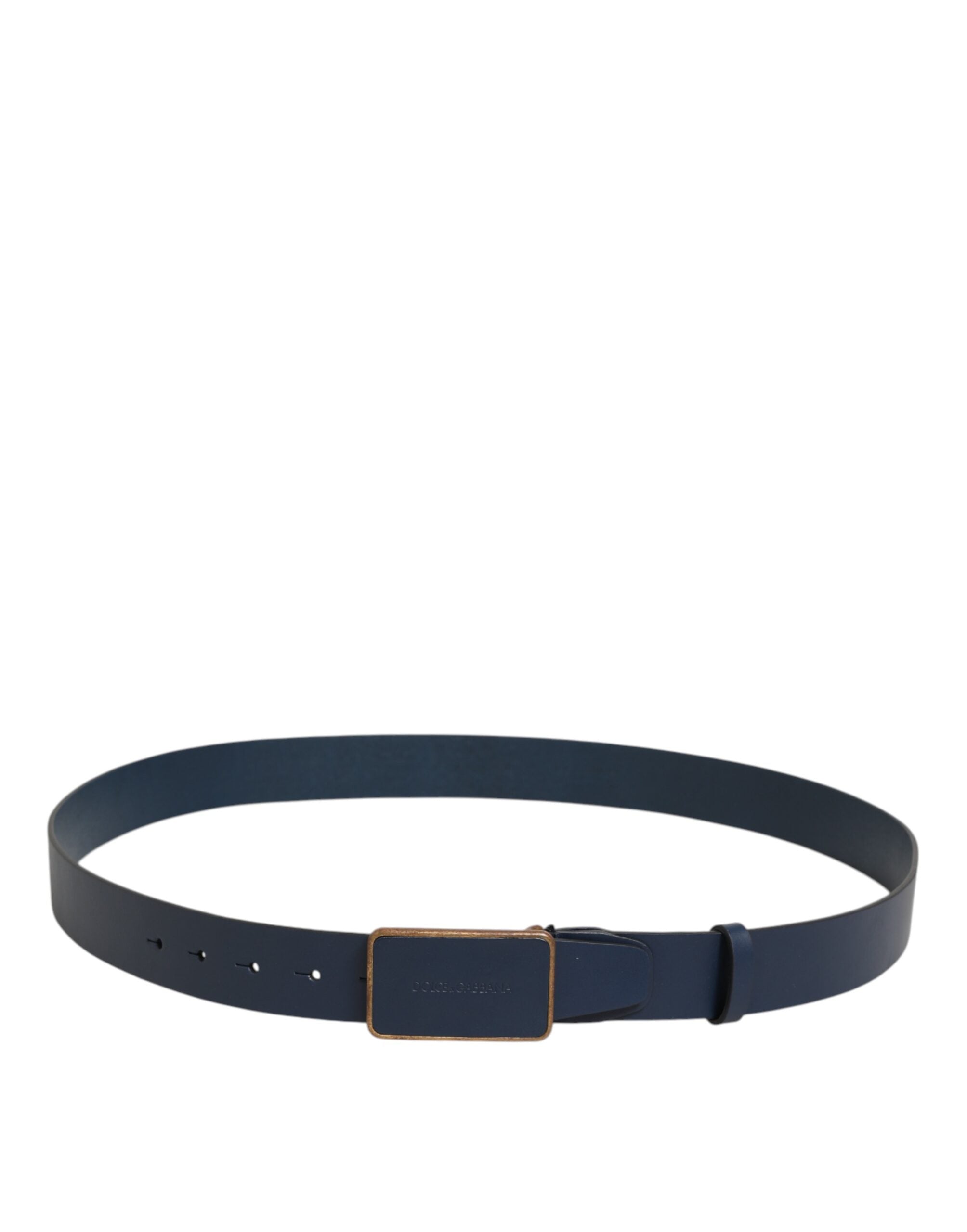 Dolce & Gabbana Blauer Leder Gürtel mit klassischer Metall-Logo-Schnalle