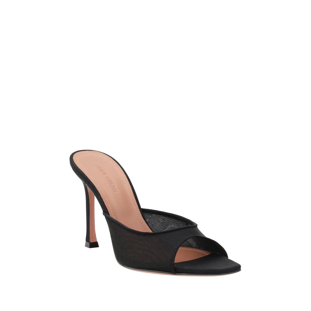 Amina Muaddi Black Fabric Stiletto Sandals