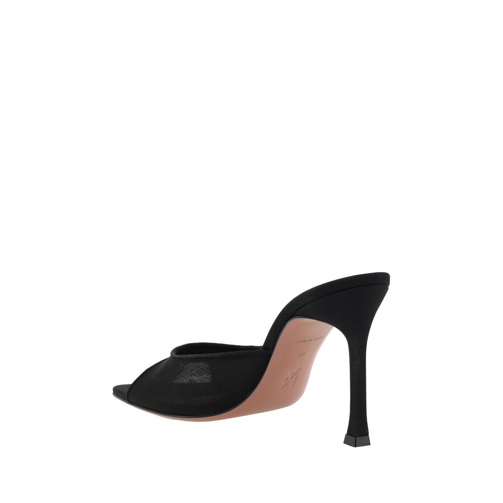 Amina Muaddi Black Fabric Stiletto Sandals