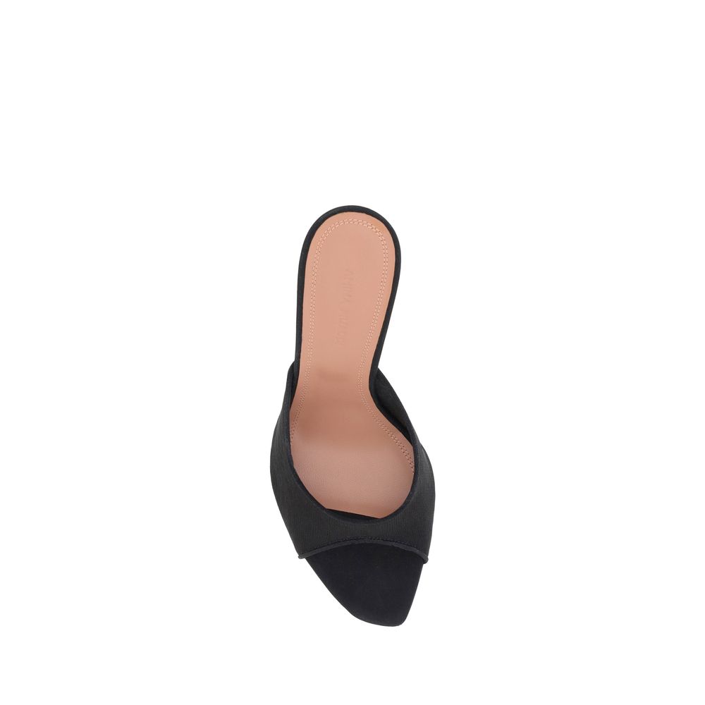 Amina Muaddi Black Fabric Stiletto Sandals