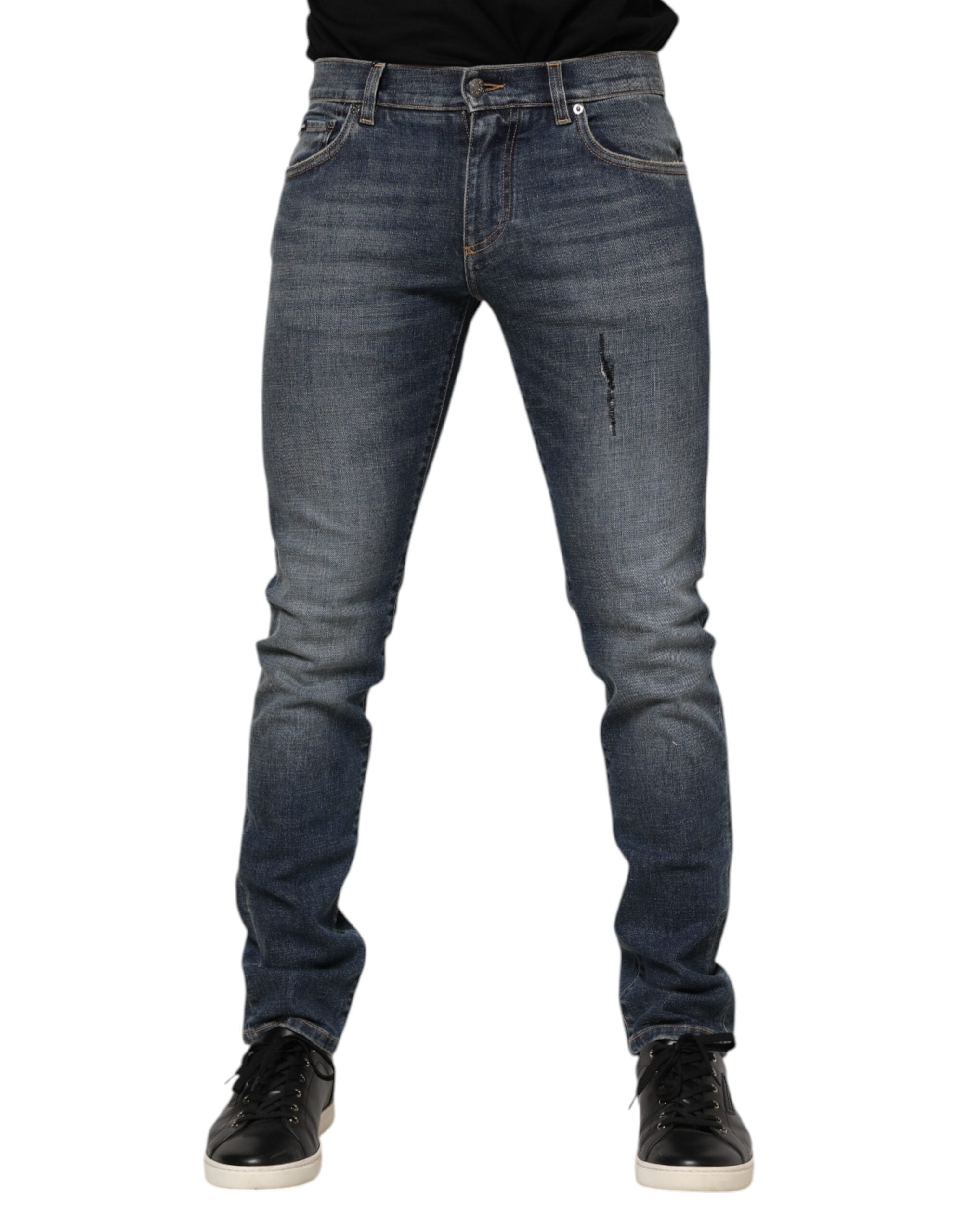 Dolce & Gabbana Blue Washed Cotton Skinny Men's Denim Jeans