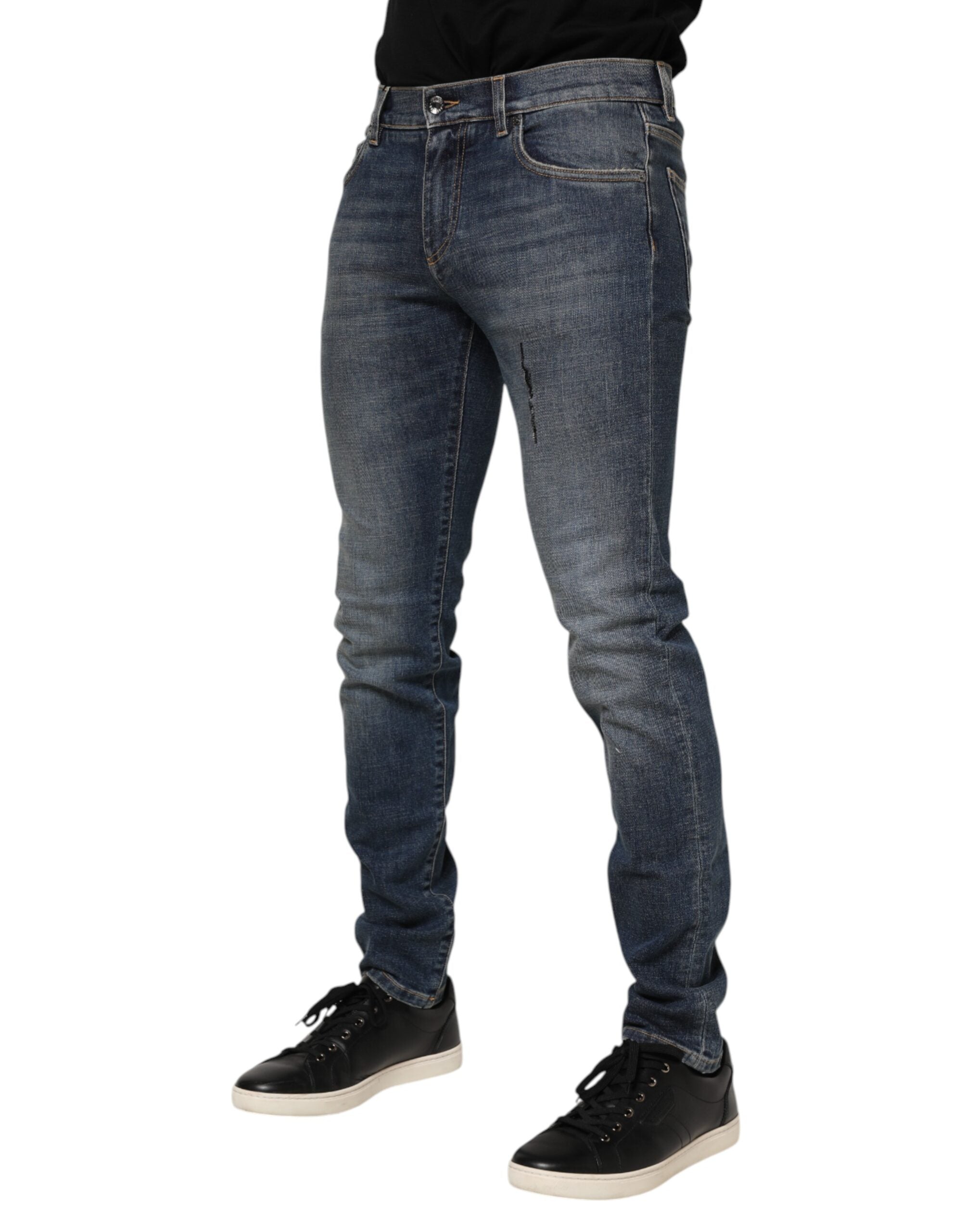Dolce & Gabbana Blue Washed Cotton Skinny Men's Denim Jeans