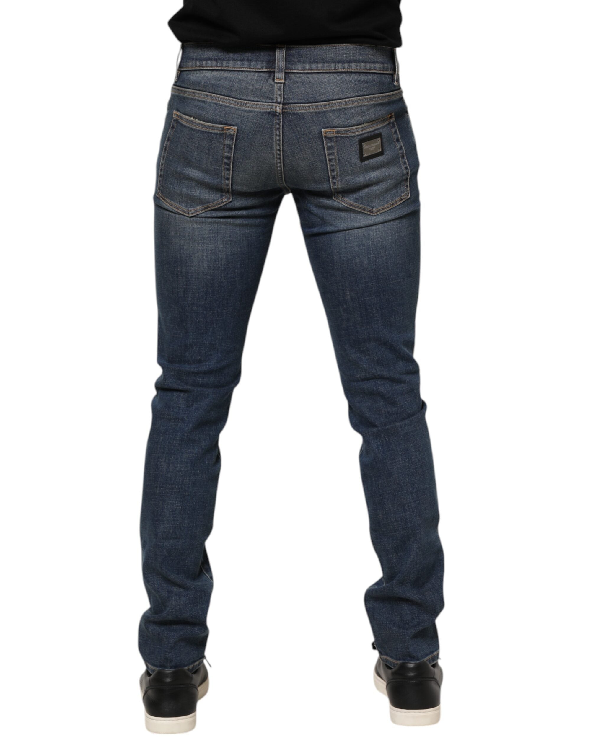 Dolce & Gabbana Blue Washed Cotton Skinny Men's Denim Jeans