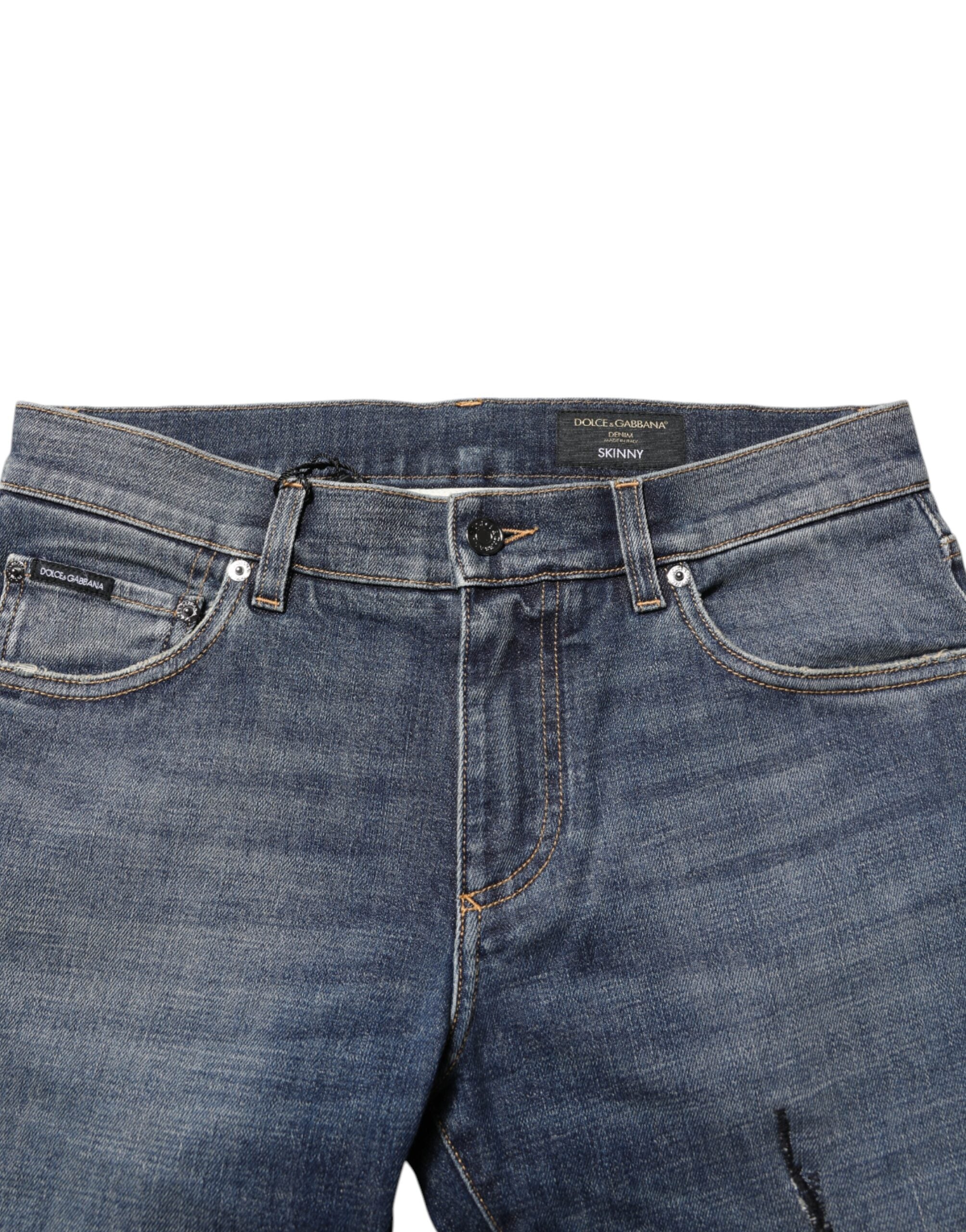 Dolce & Gabbana Blue Washed Cotton Skinny Men's Denim Jeans