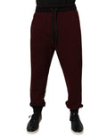 Dolce & Gabbana Maroon Cotton Men's Jogger Sweatpants Trousers