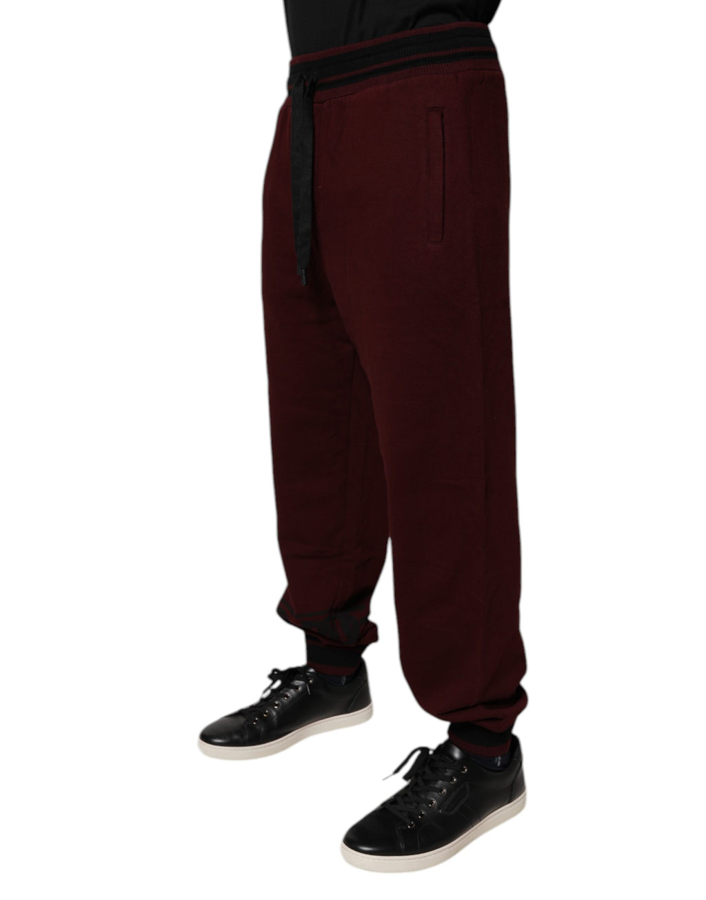 Dolce & Gabbana Maroon Cotton Men's Jogger Sweatpants Trousers
