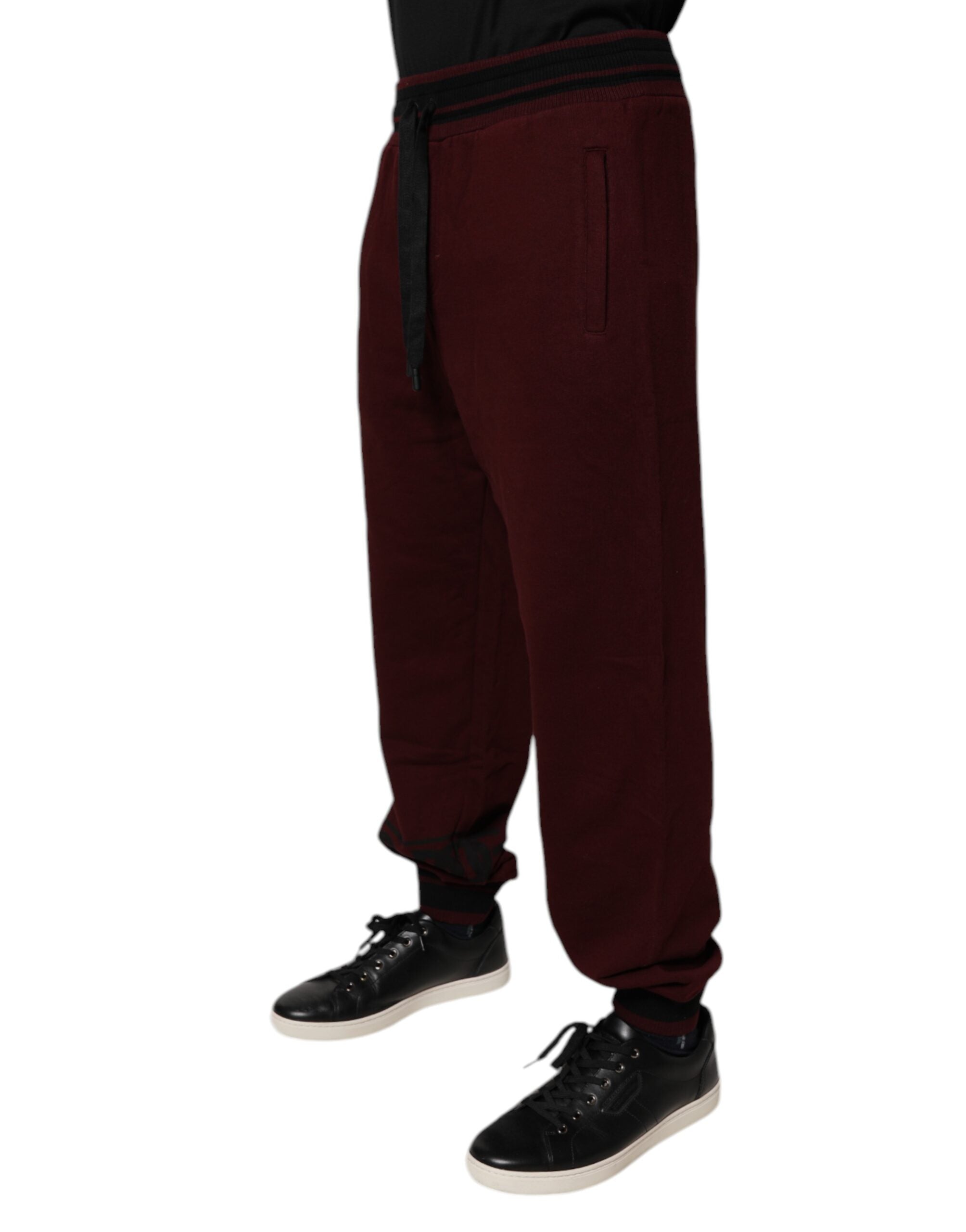 Dolce & Gabbana Maroon Cotton Men's Jogger Sweatpants Trousers