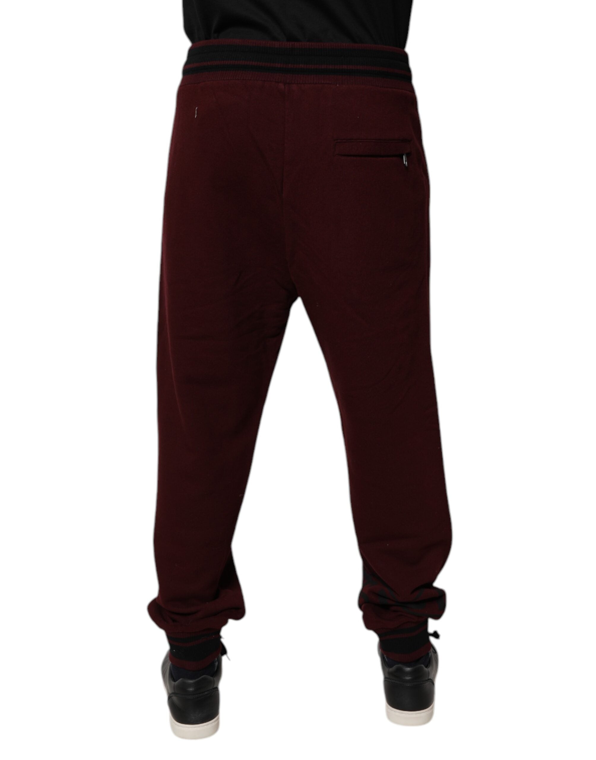 Dolce & Gabbana Maroon Cotton Men's Jogger Sweatpants Trousers