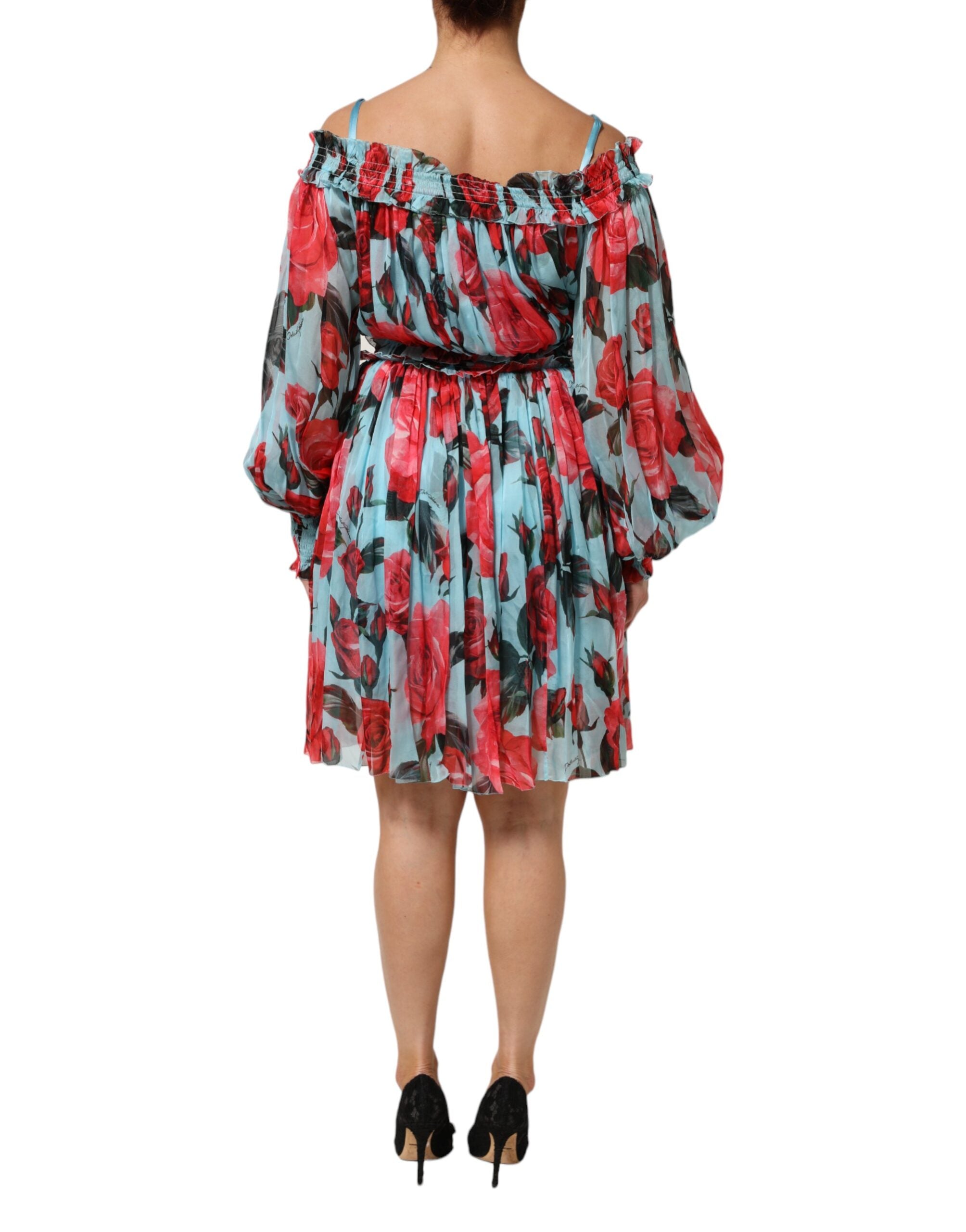 Dolce & Gabbana Multicolor Romantisches Florales Seiden Chiffon Kleid