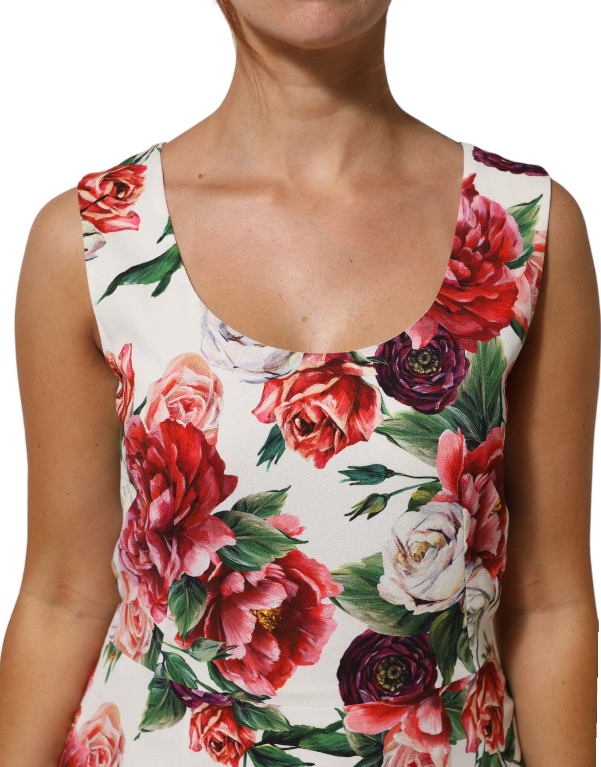Dolce & Gabbana Multicolor Viskose Etuikleid mit Blumendruck