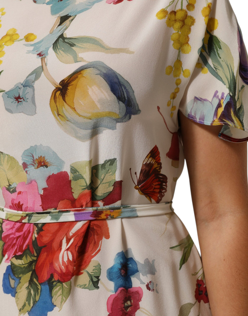 Dolce & Gabbana White Floral Silk Long Kaftan Dress
